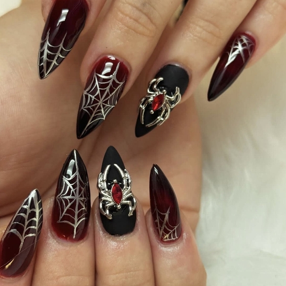 Halloween Spider Web Press-On Nails - Picture 1 of 4